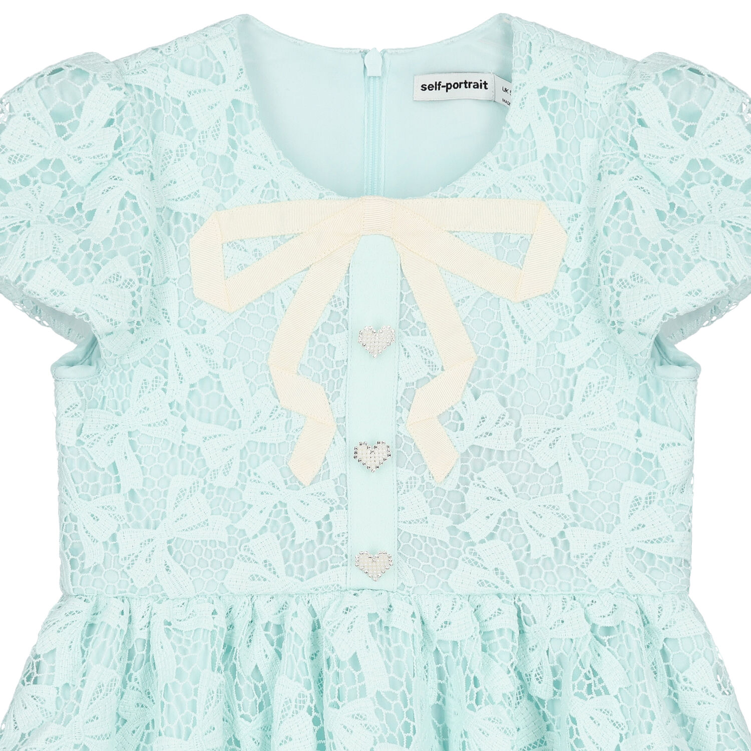 Girls Aqua Bow Lace Dress, 1, hi-res image number null